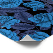 Raven en blauwe rozen poster (Hoek)