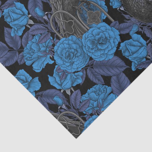 Raven en blauwe rozen tissuepapier (Detail)