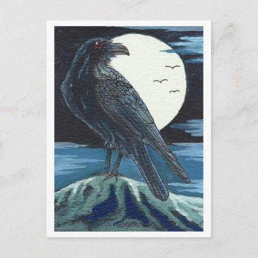 Raven en de maan briefkaart (Voorkant)