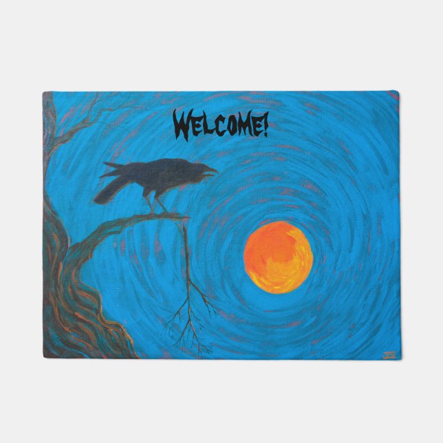 Raven en Full Moon Doormat Deurmat (Voorkant)