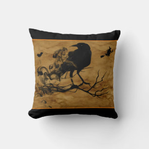 Raven en heks Spooky Kussen