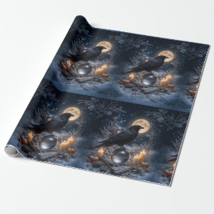 Raven en Kristallen Kaarsen Winter Mysterieus Magi Cadeaupapier