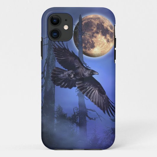 Raven en Moon Fantasy Wildlife iPhone Case (Achterkant)