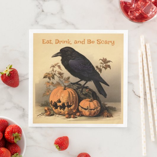 Raven en pompoenen Halloween: Eet, Drink, wees eng Servet (Insitu)