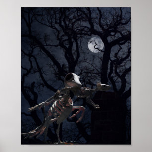 Raven- en ratskelet in Moonlight Poster