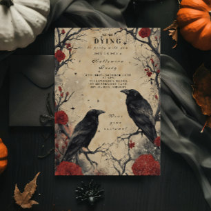 Raven en Rozen Halloween Party Kaart