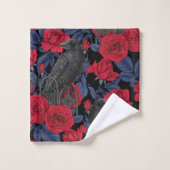 Raven en rozen met donkerblauwe bladeren bad handdoek (Wasdoekje)
