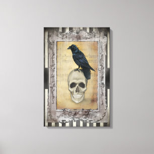 Raven en schedel canvas afdruk