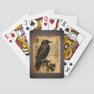 Raven en Schedel Junk Journaal Pagina Pokerkaarten