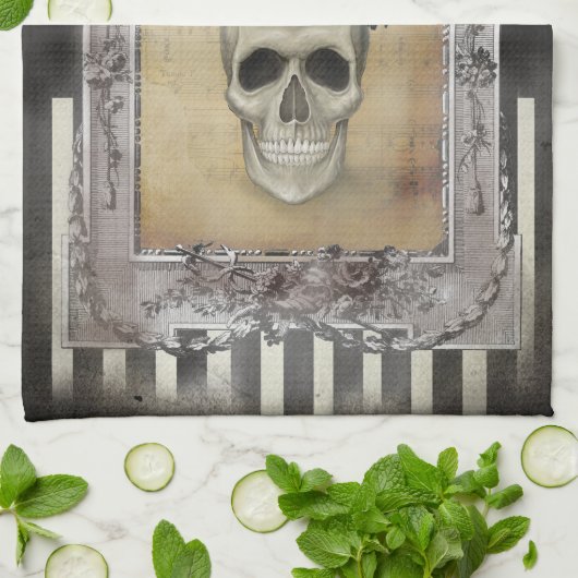 Raven en schedel theedoek (Gevouwen)