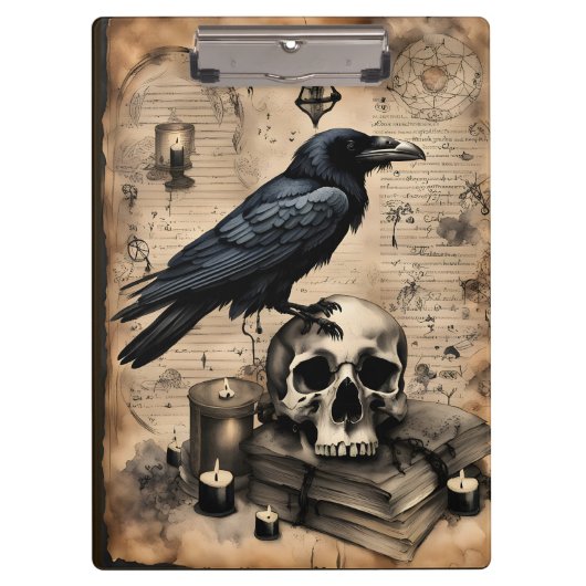 Raven en Skull Arcane Page Klembord (Voorkant)