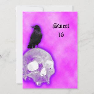 Raven en Skull Gothic Fantasy Sweet 16 Birthday Kaart