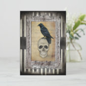 Raven en Skull Halloween Kaart (Staand voorkant)