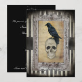 Raven en Skull Halloween Kaart (Voorkant / Achterkant)