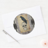 Raven en Skull halloween Ronde Sticker (Envelop)