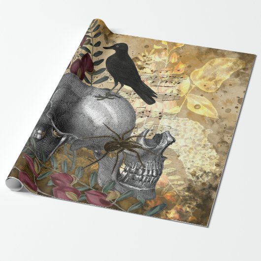 Raven en Skulls Cadeaupapier (Uitgerold)