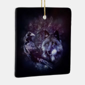 Raven en Wolf - Vegvisir en Tree of life Keramisch Ornament (Rechts)
