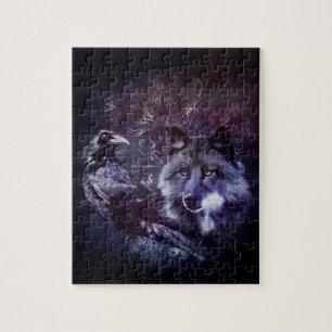 Raven en Wolf - Vegvisir en Tree of life Legpuzzel