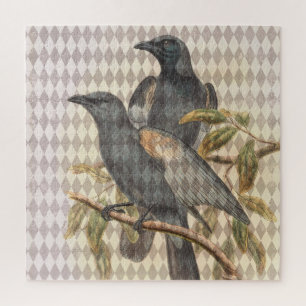 Raven Ephemera op Taupe Harlequin Pattern Legpuzzel