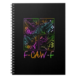 Raven F-Caw-F Kleurrijke Neon Goth Vogel Grappig Notitieboek