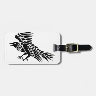 Raven Flying Tattoo Bagagelabel