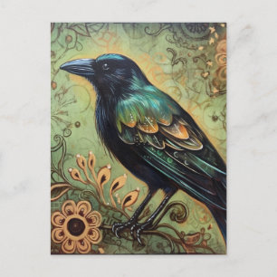 Raven Folk kunst schilderen Briefkaart