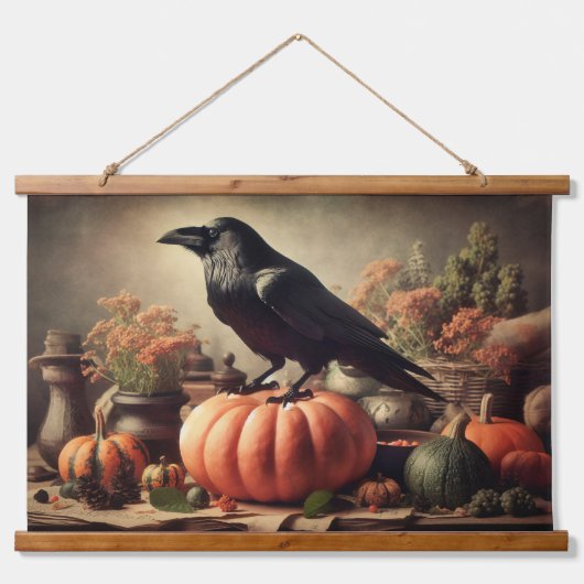 Raven Foto Gothic Halloween Hangend Wandkleed (Voorkant)