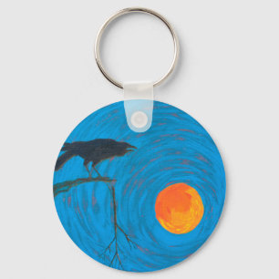 Raven & Full Moon Sleutelhanger