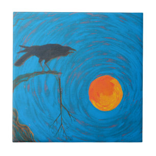 Raven & Full Moon Tegeltje