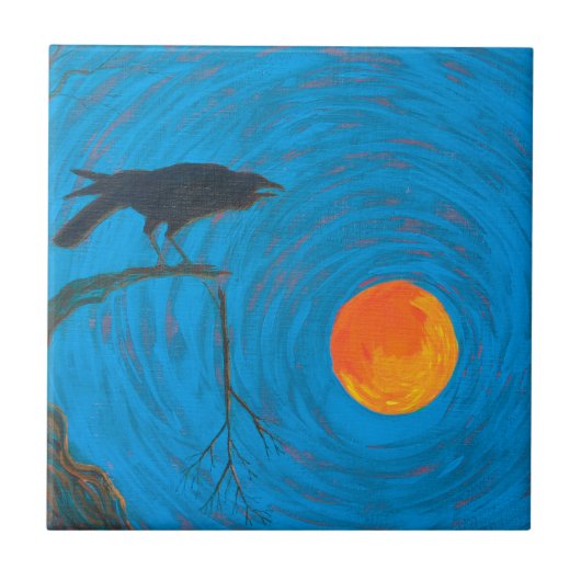 Raven & Full Moon Tegeltje (Voorkant)