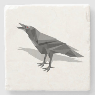 Raven Geometric Cubist Grey Triangles Stenen Onderzetter