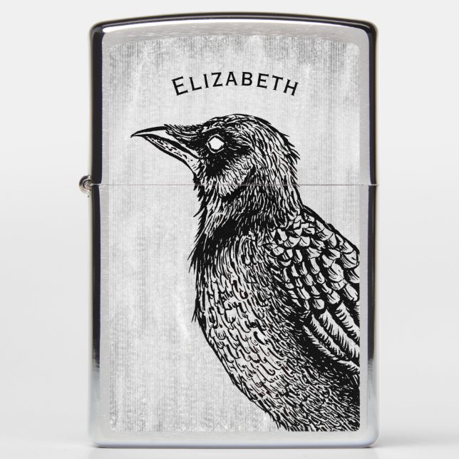 Raven Gothic Black White Horror Ink Tekennaam (Voorkant)
