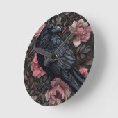 Raven gotische  bloemen ronde klok (Hoek)