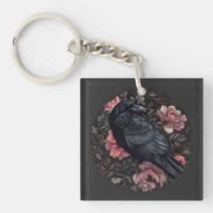 Raven gotische bloemen sleutelhanger