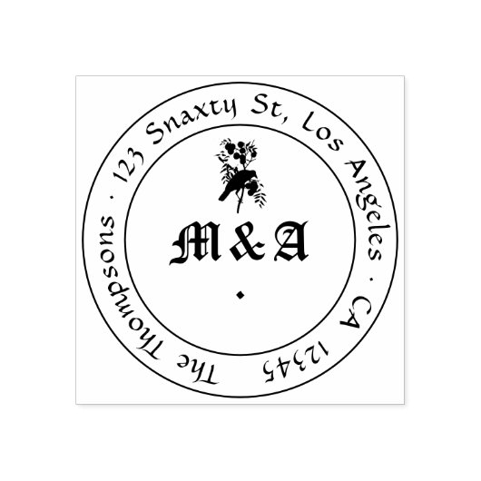 Raven Gotische Bruiloft Monogram Rubberstempel (Afrduk)