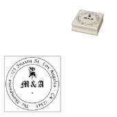 Raven Gotische Trouw Monogram Rubberstempel (Gestempeld)