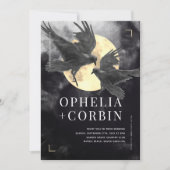 Raven & Gouden Maan Gotische Bruiloft Kaart (Voorkant)