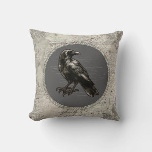 Raven Grijs Vintage Donkere Academics Goth Kussen