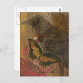 Raven Grunge Collage Briefkaart (Voorkant / Achterkant)