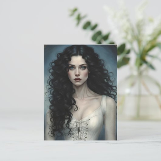 Raven haired schoonheid briefkaart (Staand voorkant)