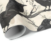 Raven Halloween Crow Herfst Cadeaupapier (Rol Hoek)