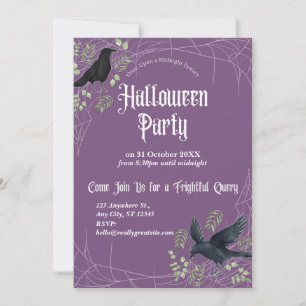 Raven Halloween Feest Uitnodiging in Paars