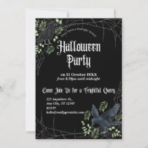 Raven Halloween-feestuitnodiging in het zwart