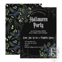 Raven Halloween-feestuitnodiging in het zwart