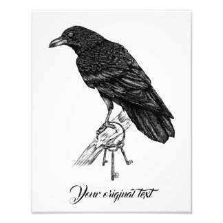 Raven houder van de sleutels foto afdruk