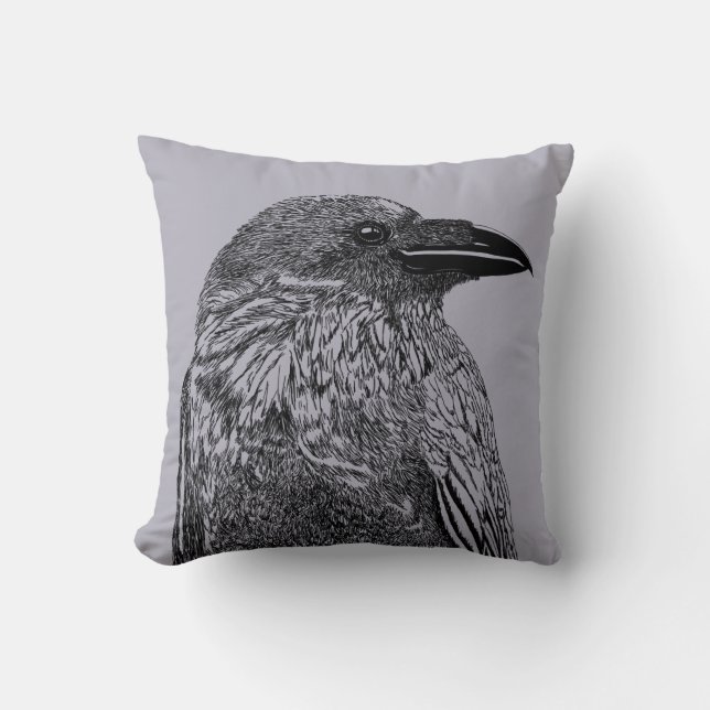 Raven Illustration Kussen (Voorkant)
