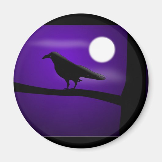 raven_illustration_Vector_Clipart zwart paars Magneet (Voorkant)