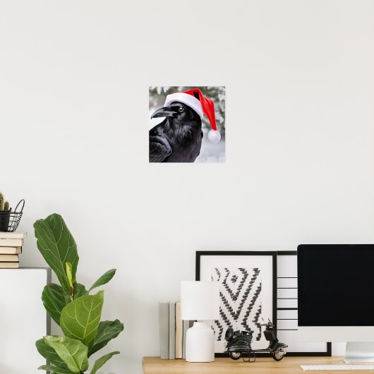Raven in een kerstmuts poster (Thuiskantoor)
