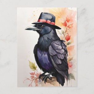 Raven in Fedora Pet Briefkaart