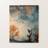 Raven in het Misty Autumn Forest Legpuzzel (Verticaal)